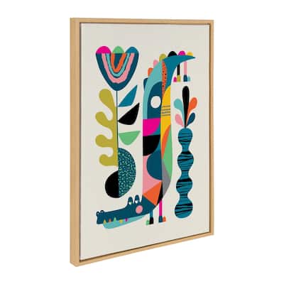 Kate and Laurel Sylvie Mid-Century Crocodile Framed Canvas by Rachel Lee