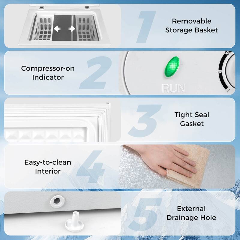 Costway 5 Cu.Ft Compact Chest Freezer with 7-Gear Adjustable - See Details