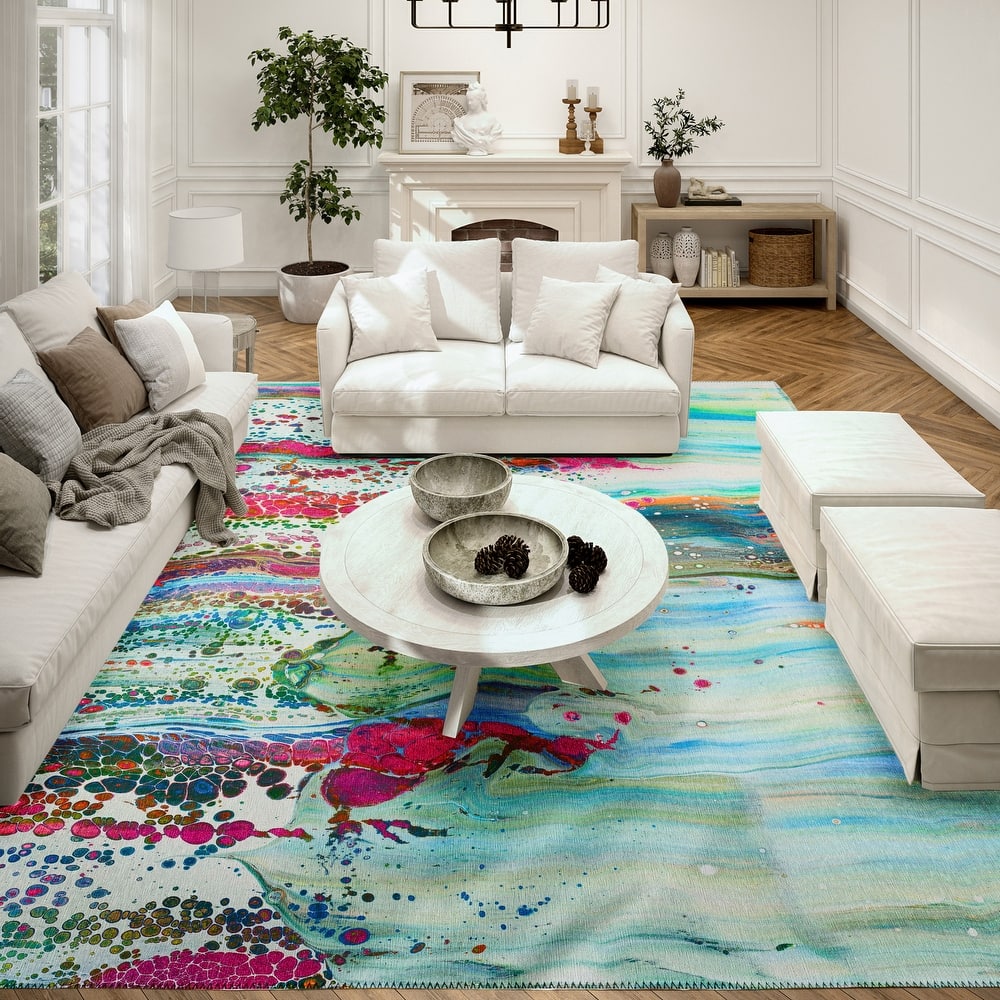 Indoor/ Outdoor Addison Karina Abstract Washable Area Rug