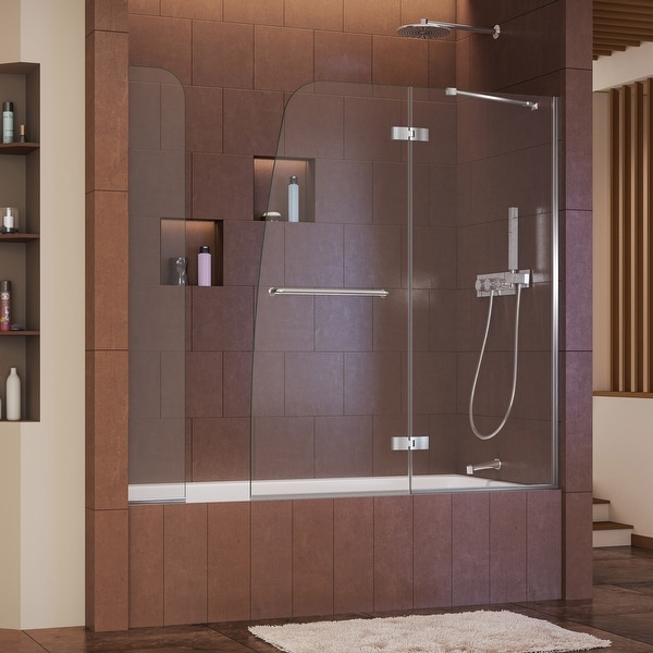 DreamLine Aqua Ultra 57-60 in. W x 58 in. H Hinged Tub Door with Extender Panel - 57" - 60" W. Opens flyout.