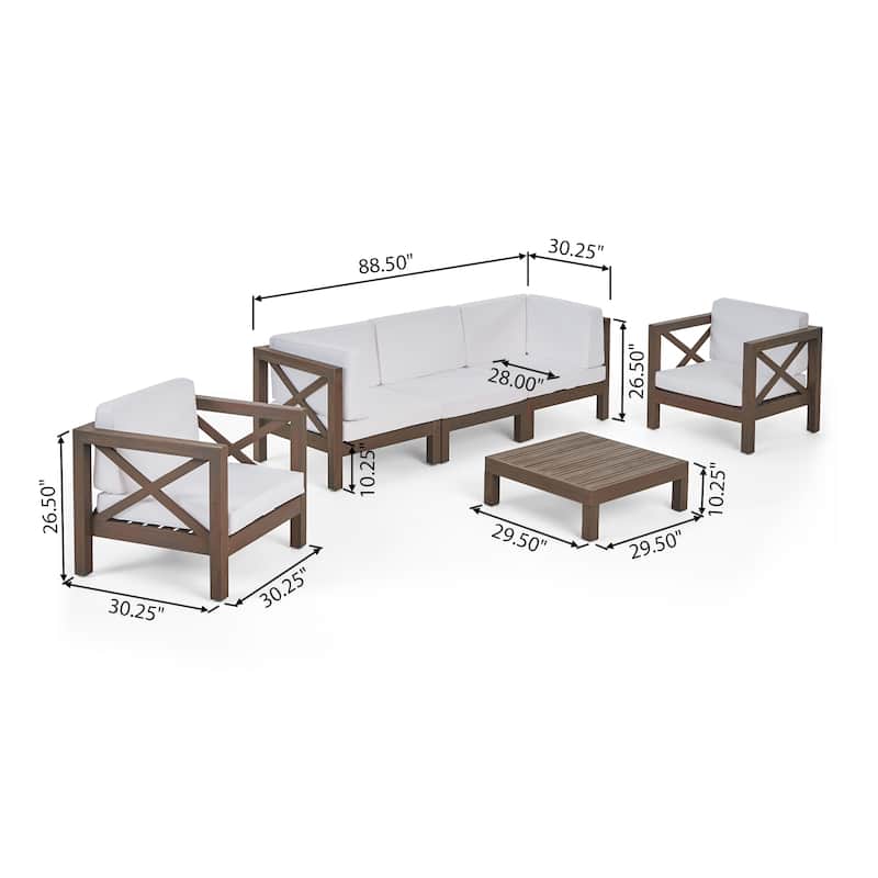 Brava Outdoor Acacia Wood 6-piece Chat Set by Christopher Knight Home