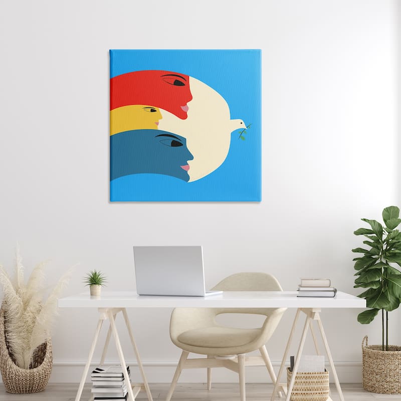 Stupell Peaceful Dove with Faces Canvas Wall Art Design By Carrie Cantwell