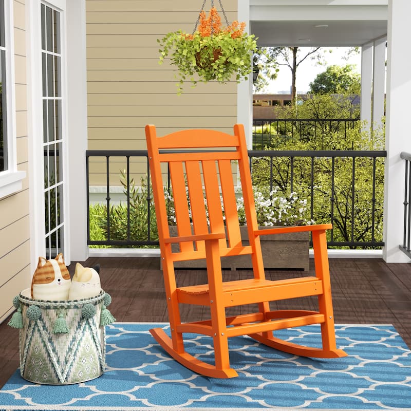Laguna Hdpe All Weather Outdoor Patio Rocking Chair - Orange