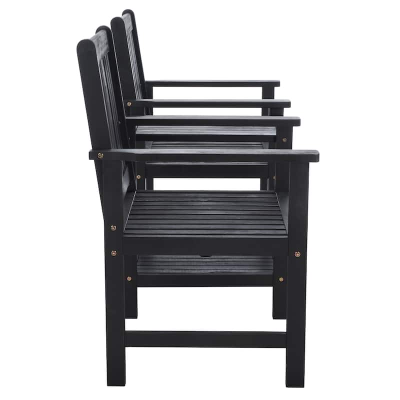 SAFAVIEH Outdoor Kya Solid Wood Twin Seat Bench - 24Wx65Dx35H