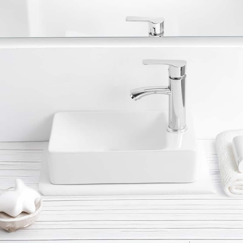 Felix Modern Wall Mounted Rectangular Ceramic Mini Sink, By JONATHAN Y