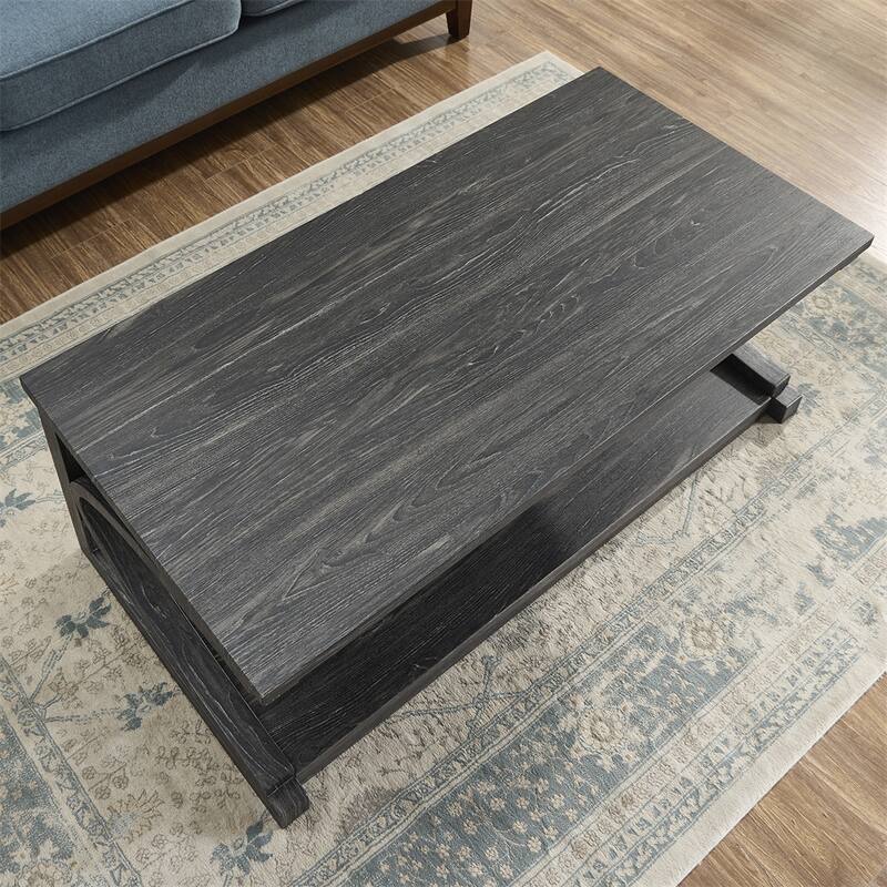 Wood Rectangular Coffee Table with Shelf