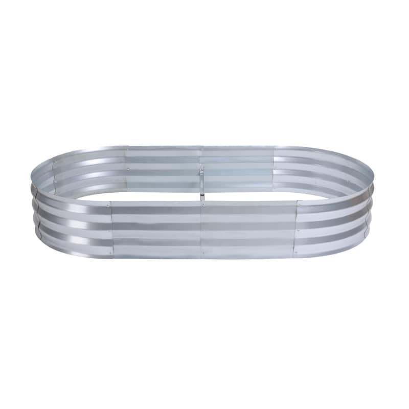 Silver Oval Raised Galvanized Steel Garden Bed Planter - 6' x 3'