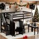 preview thumbnail 39 of 55, Loft Bed with Storage Bookshelf,Kids Bed with Desk & Wardrobe,Full Size Espresso