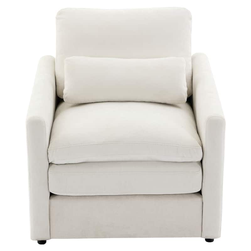 Oversized Chenille Fabric Cloud Sofa, Ergonomic Upholstered Lounge Armchair, Single Sofa Chair with Plush Cushion