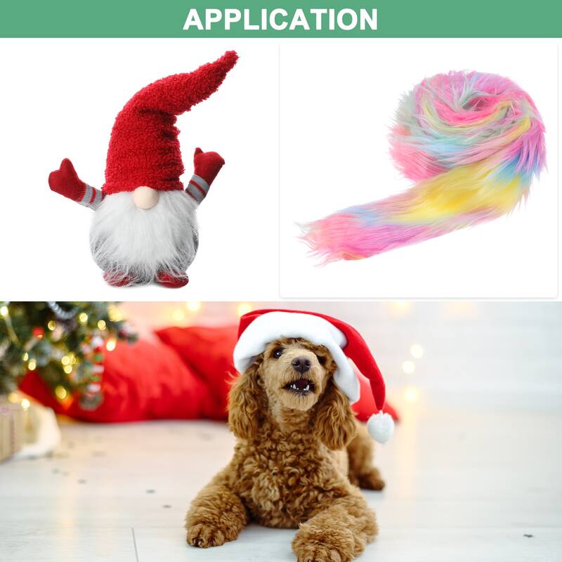 Faux Fur Fabric Precut Strips, 59x2 Inch for DIY Crafts Christmas Iridescent