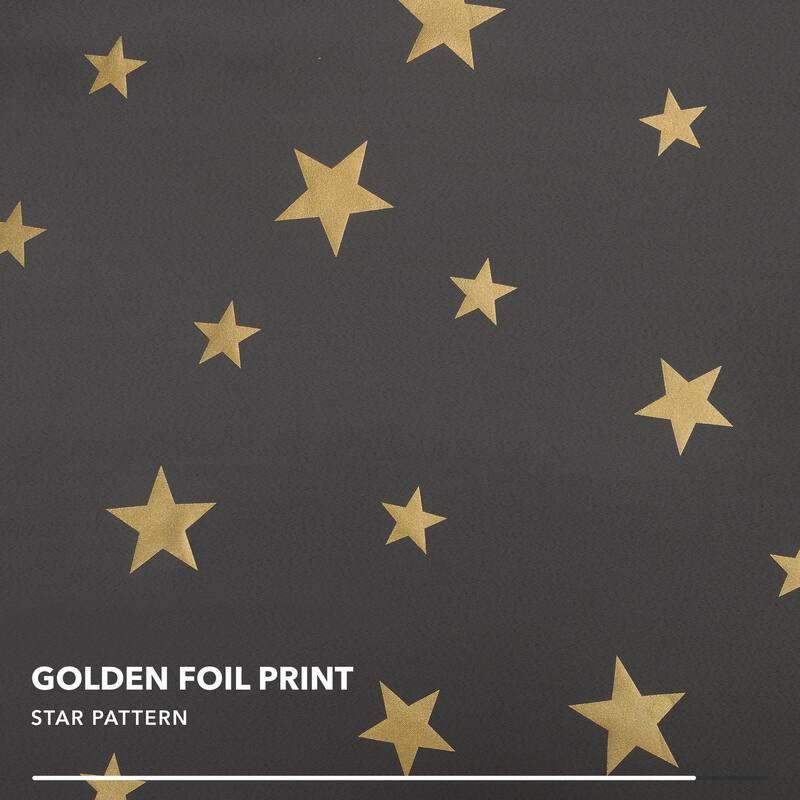 Gold Star Foil Room Darkening Curtains for Kids 2 Panels