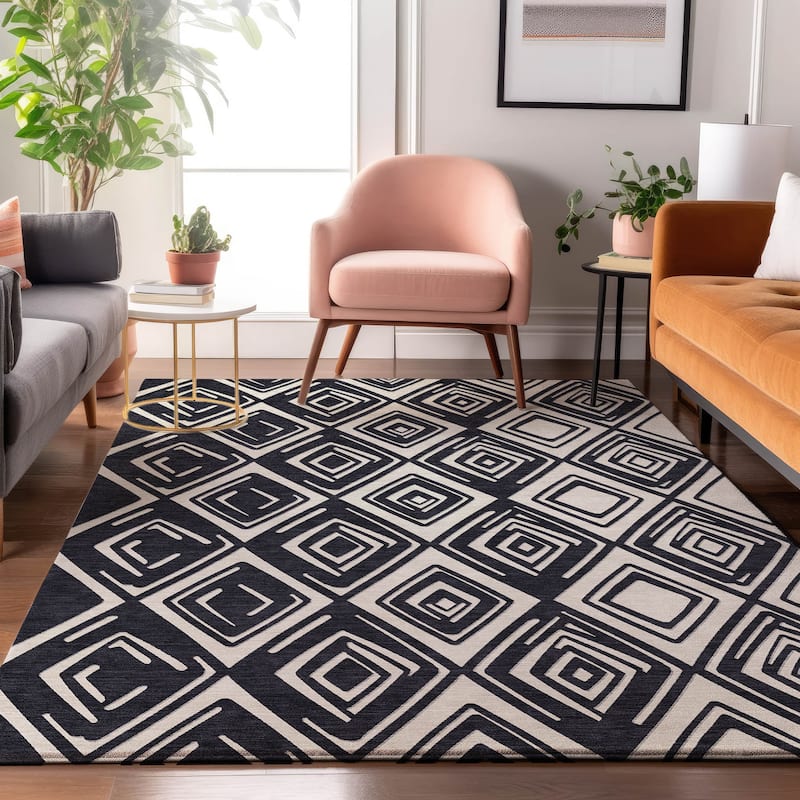 Premium Washable Super Soft Diamond Cascade Mayfield Rug - Black - 10' x 14'