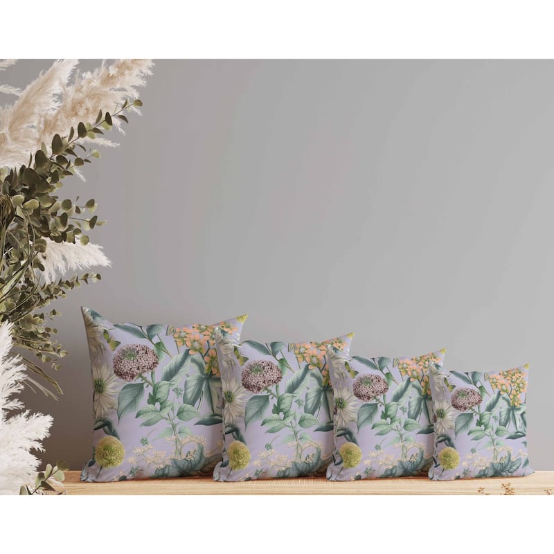 Garden Gracefulness Indoor/Outdoor Reversible Throw Pillow Lavender and Peach