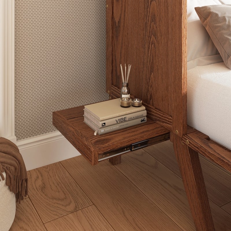 Murphy Cabinet Bed with USB Port and Removable Shelves on Each Side, Space-Saving Cube Cabinet Bed with Desk