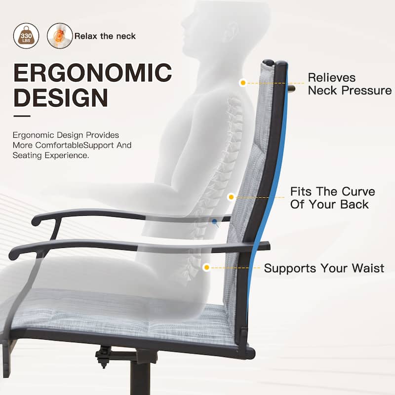 EROMMY Outdoor Swivel Patio Chairs 2/4 Pack, High-Back Textilene Dining Rocker Chairs with Metal Frame