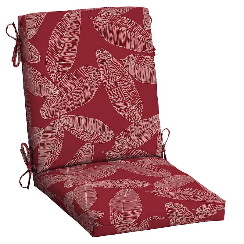 ARDEN Outdoor Dining Chair Cushion - 44"L x 20"W - 1 Count - Red Leaf Palm