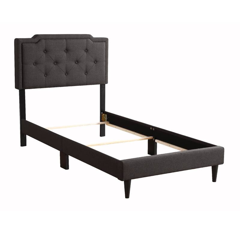 Upholstered Tufted Adjustable Twin Panel Bed - 81" - Black