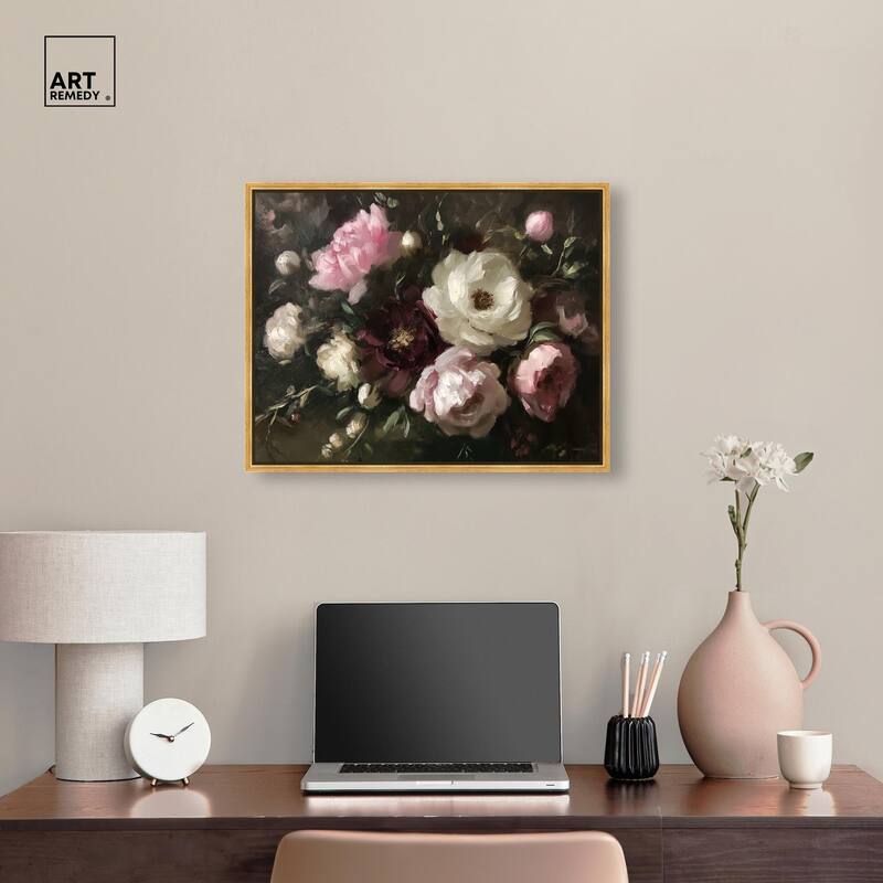 Peony Palette Nocturne Canvas by Art Remedy
