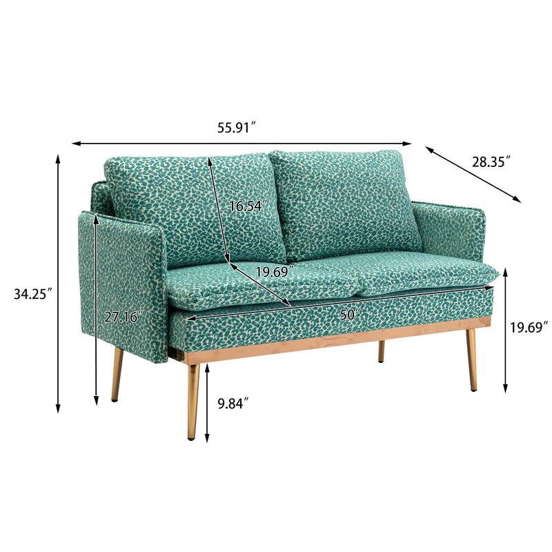 Polyester Upholstered Living Room loveseats sofa With Golden Legs