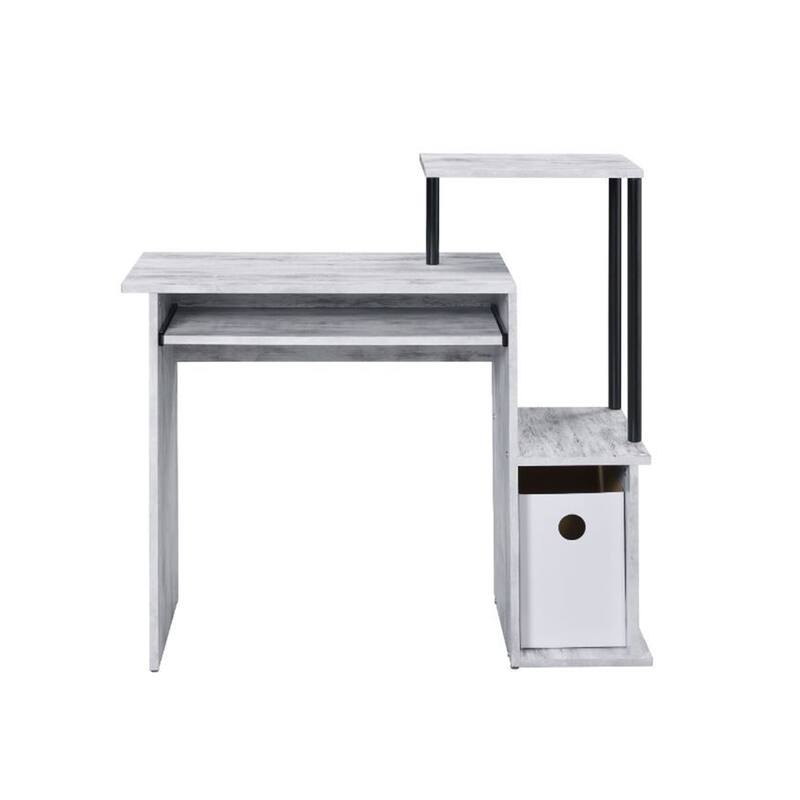 Wooden Computer Desk with Keyboard Tray - Antique White and Black