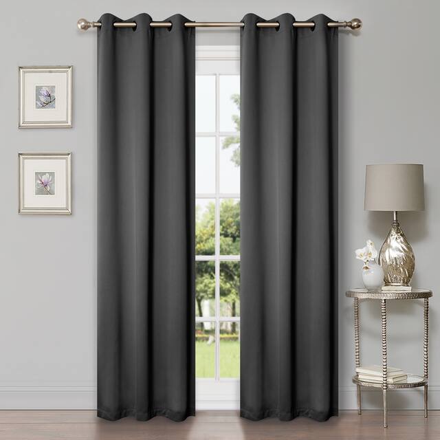 Miranda Haus Classic Modern Solid Blackout Curtain Set with 2 Panels - 42" X 63" - Grey