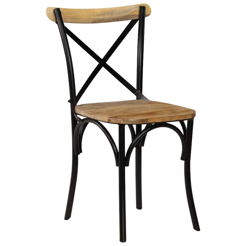vidaXL Cross Chairs 6 pcs Black Solid Mango Wood - 20.1" x 20.5" x 33.1"