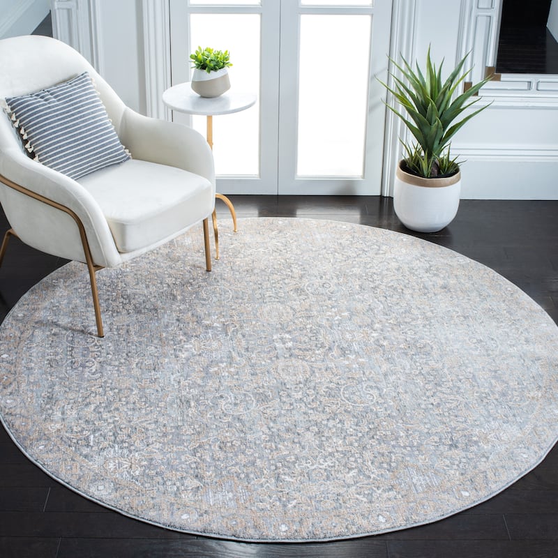SAFAVIEH Webster Myra Vintage Rug - 6'7" Round - Grey/Beige