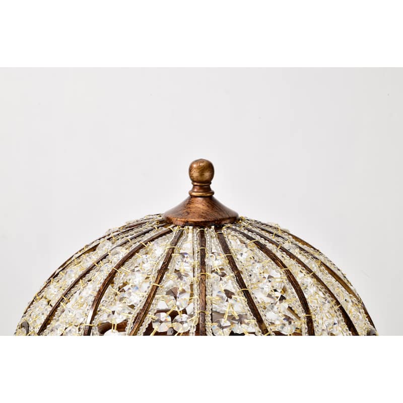 Caseyle Spanish Bronze Table Lamp with Crystal Dome Shade
