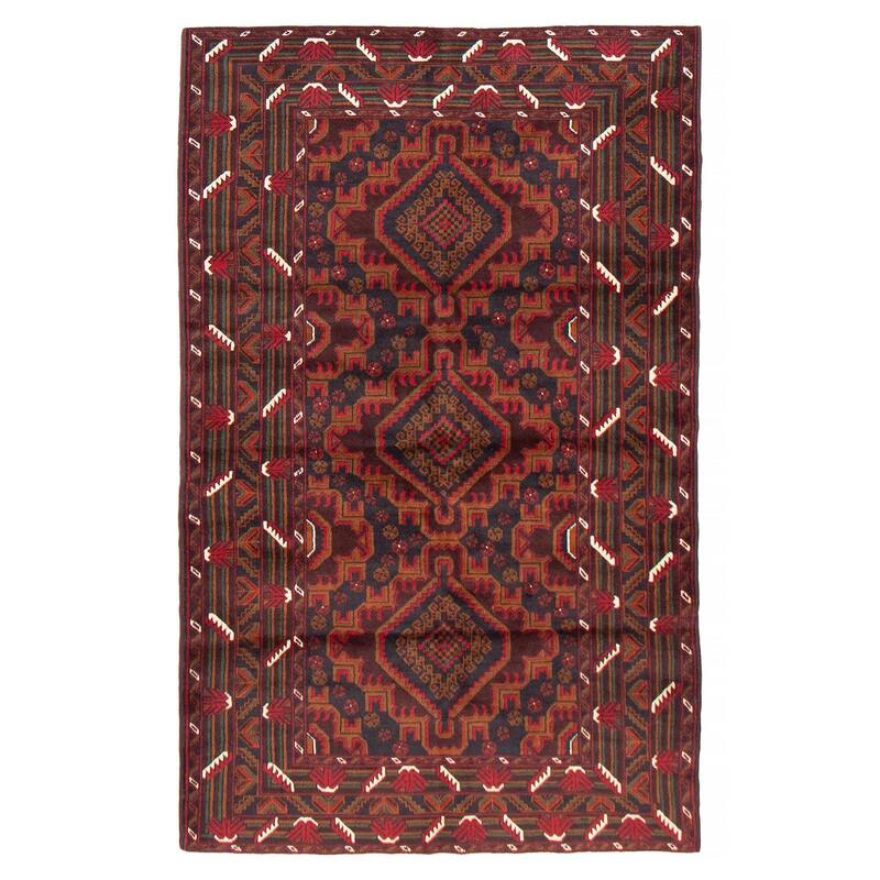 Teimani Red Rug 3'11" x 6'4" - 3'11 x 6'4 - Red - 3'11 x 6'4