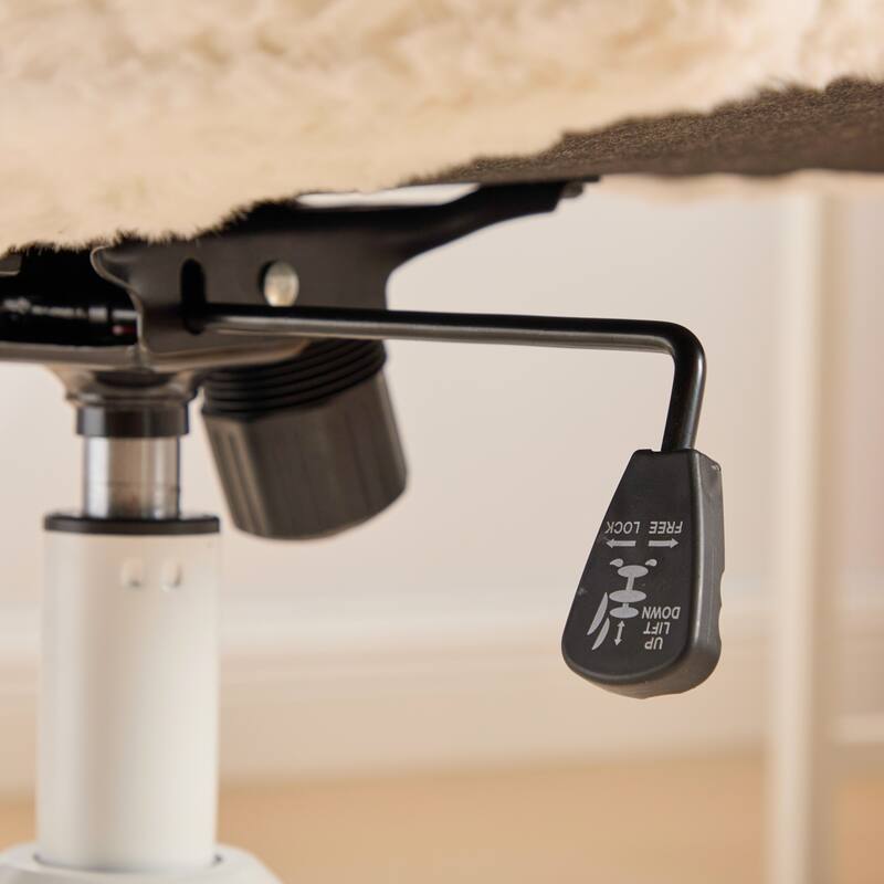 GDF Studio - Extra-Wide Faux Fur Upholstered Swivel Home Office Chair with Metal Base with 26.4" Oversized Seat