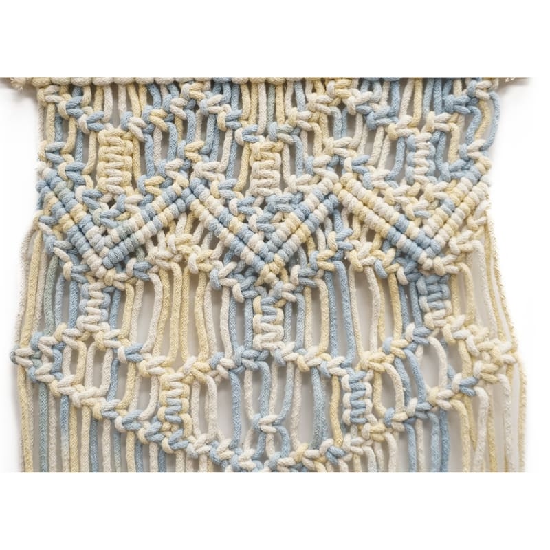 Home&Manor Wool and Cotton Macrame Wall Hanging with Rod Included - Exact Size