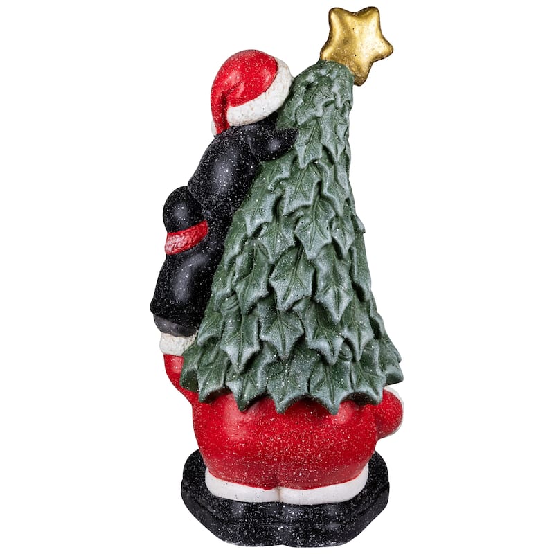 Lighted Gnome with Penguins Christmas Decoration -17" - Clear LED Lights
