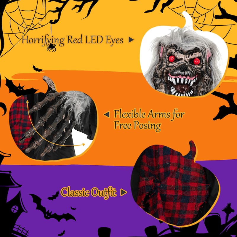 Gymax 8.2 Ft Halloween Animatronics Sound-activated Werewolf w/