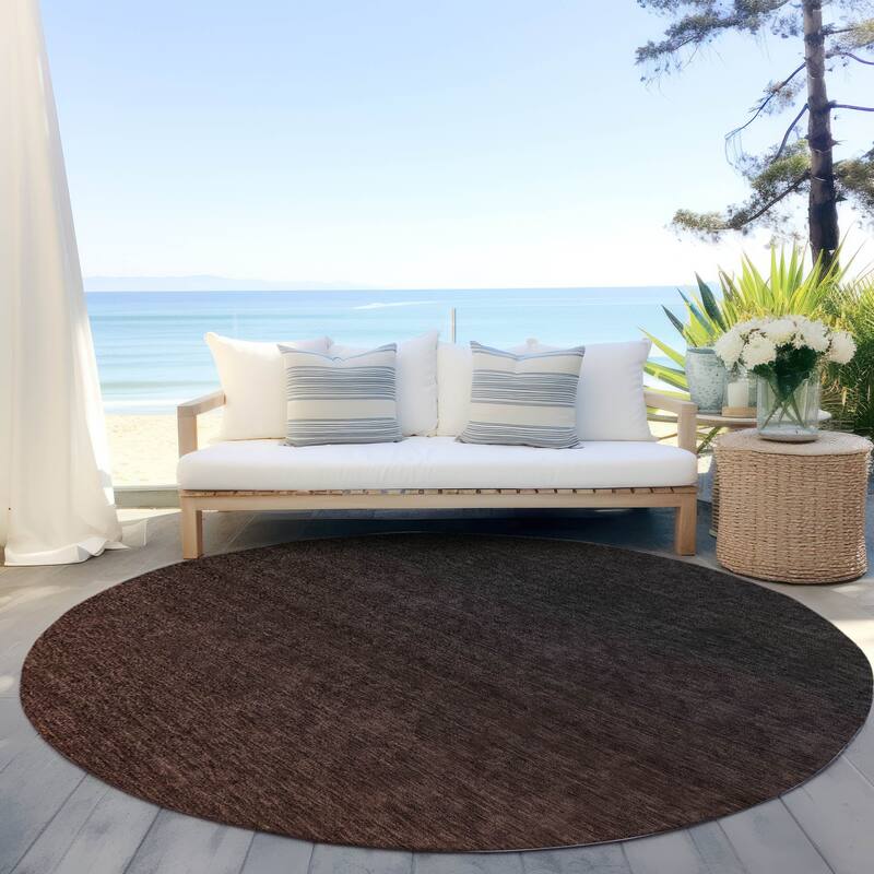 Machine Washable Indoor/ Outdoor Chantille Ombre Solid Rug - Paprika - 8' x 8'
