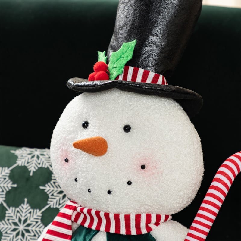 Glitzhome 60"H Christmas Oversized Fabric Santa Snowman With Dangle Legs