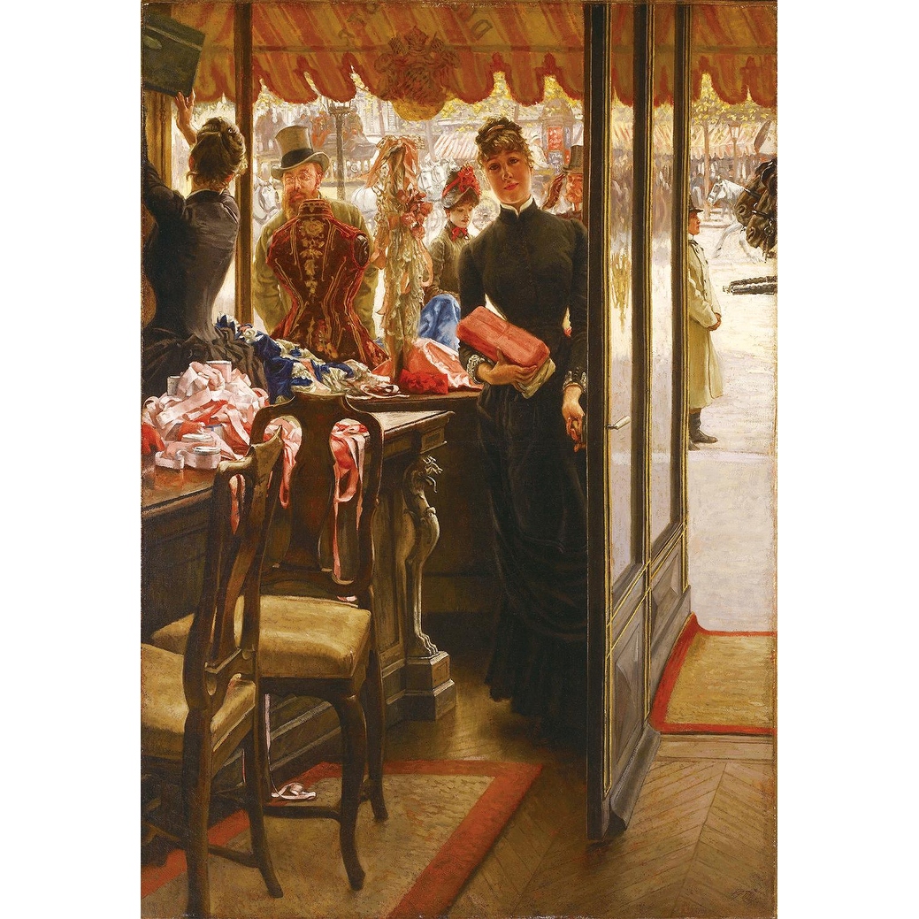 The Shop Girl by James Tissot Giclee Print Oil Painting Black Frame Size 26 x 34