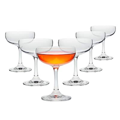 Set of 6 Coupe Cocktail Glasses for Champagne, Wedding Gift, Housewarming, Vintage Bar Accessories (7 oz)