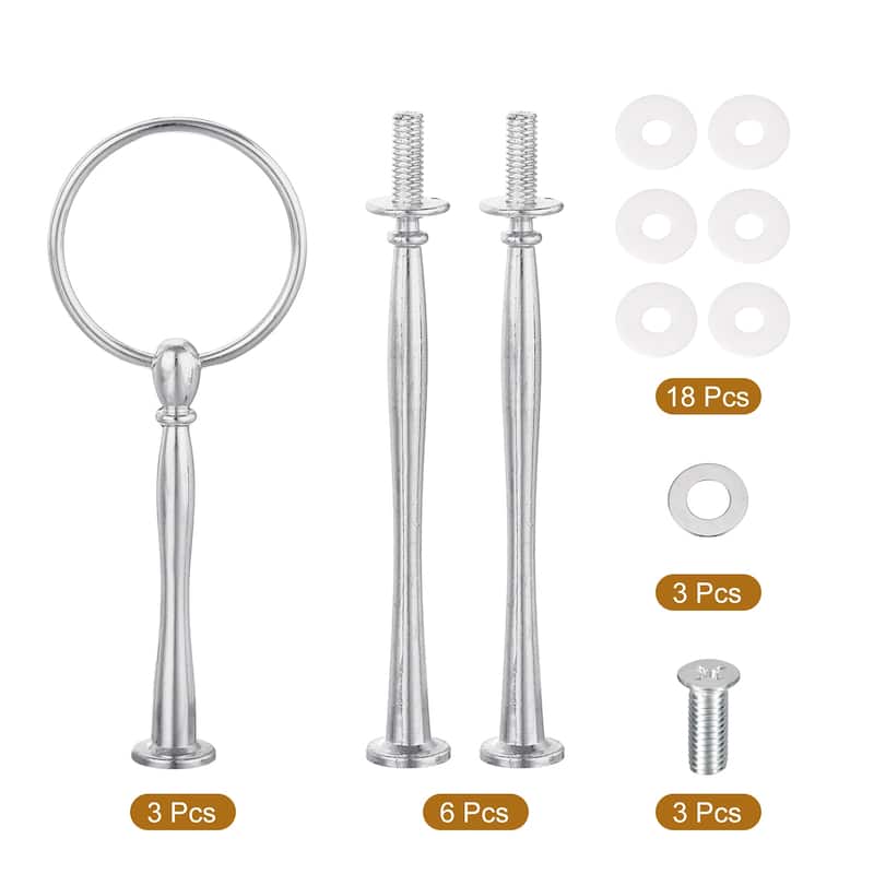 3 Set 3-Tier Cupcake Stand Hardware Fittings for Cake Stand, Silver