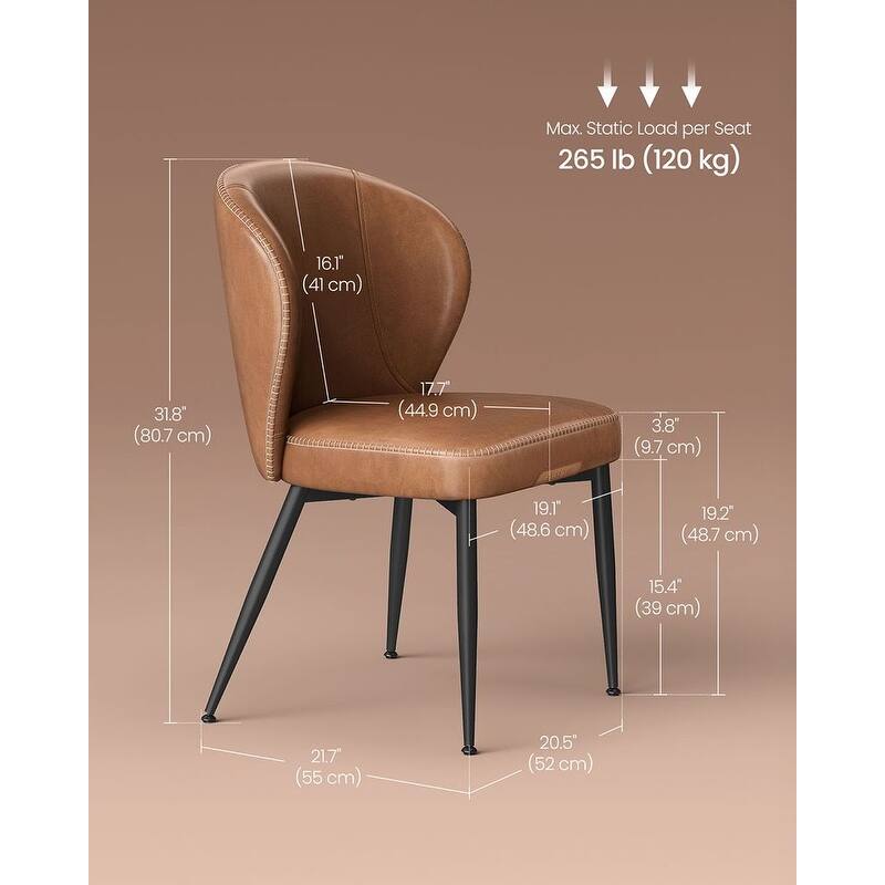 Modern Dining Chairs with Steel Frame and Synthetic Leather Padded Seat
