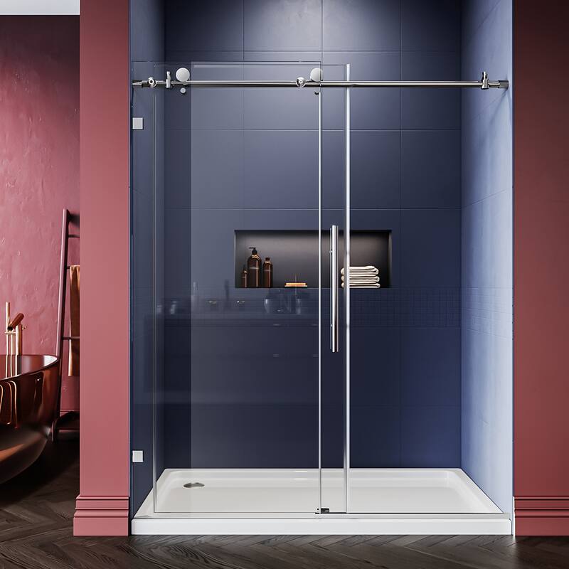 ELEGANT Frameless Sliding Shower Door 60" W x 76" H in Chrome