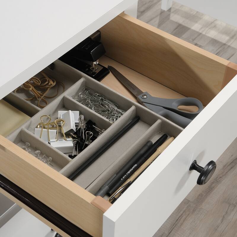 Wood L-Shaped Desk with Drawer