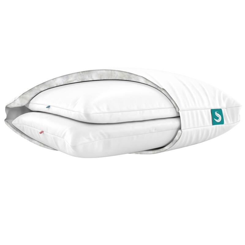 Sleepgram Bed Support Sleeping Pillow with Microfiber Cover, Queen Size, White - N/A