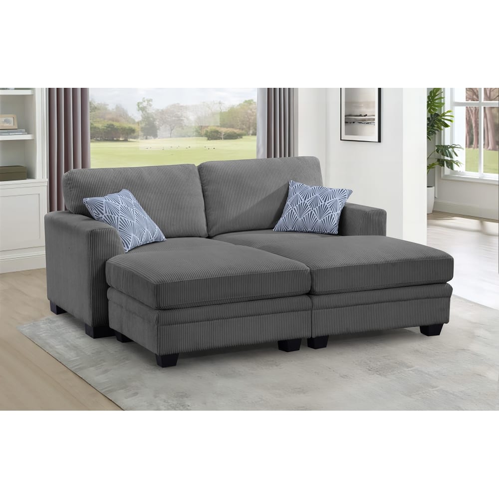 4PCS Corduroy Chaise Lounges Loveseat Couch