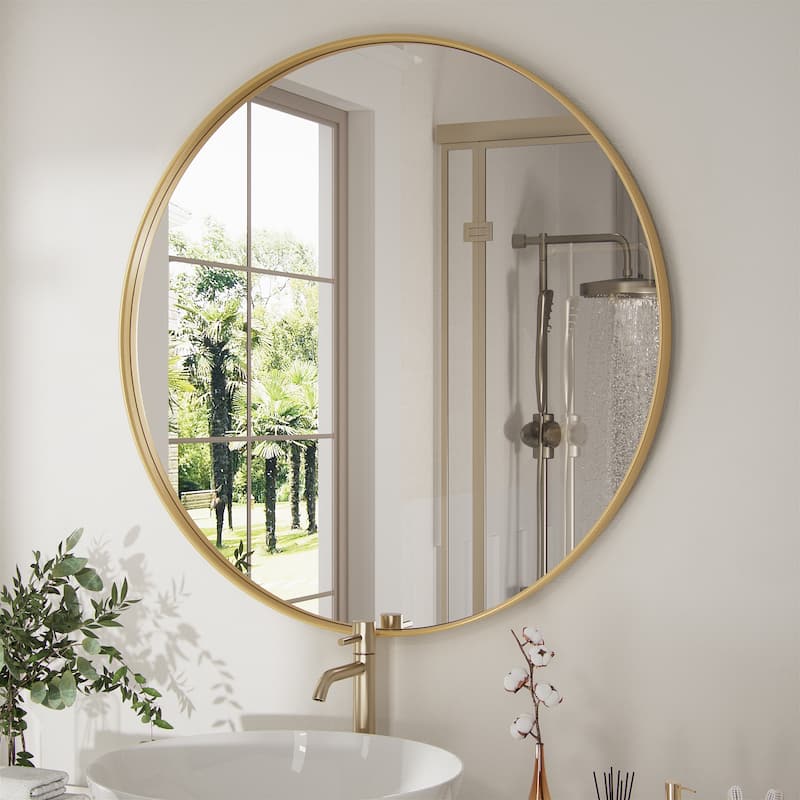 Modern Round Metal Frame Wall Mirror for Bathroom Vanity