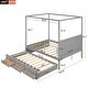 preview thumbnail 5 of 9, Queen Size Pine Wooden Platform Bed with Twin Size Trundle, Canopy Bed with Three Storage Drawers for Bedroom, Gray