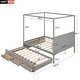 preview thumbnail 4 of 6, Queen Size Wooden Canopy Platform Bed with Trundle(Twin) & 3 Storage Drawers Design, Solid Pine Bedframe, No Box Spring Needed