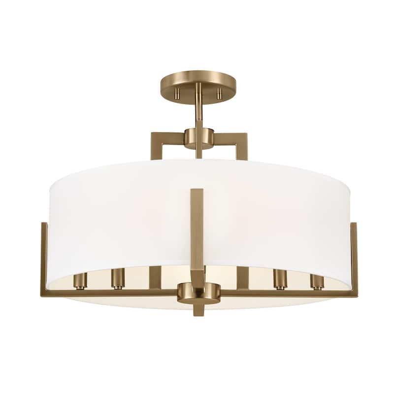 Kichler Lighting Malen 20 in. 8-Light Champagne Bronze Convertible Semi-Flush Mount Light with Fabric Shade