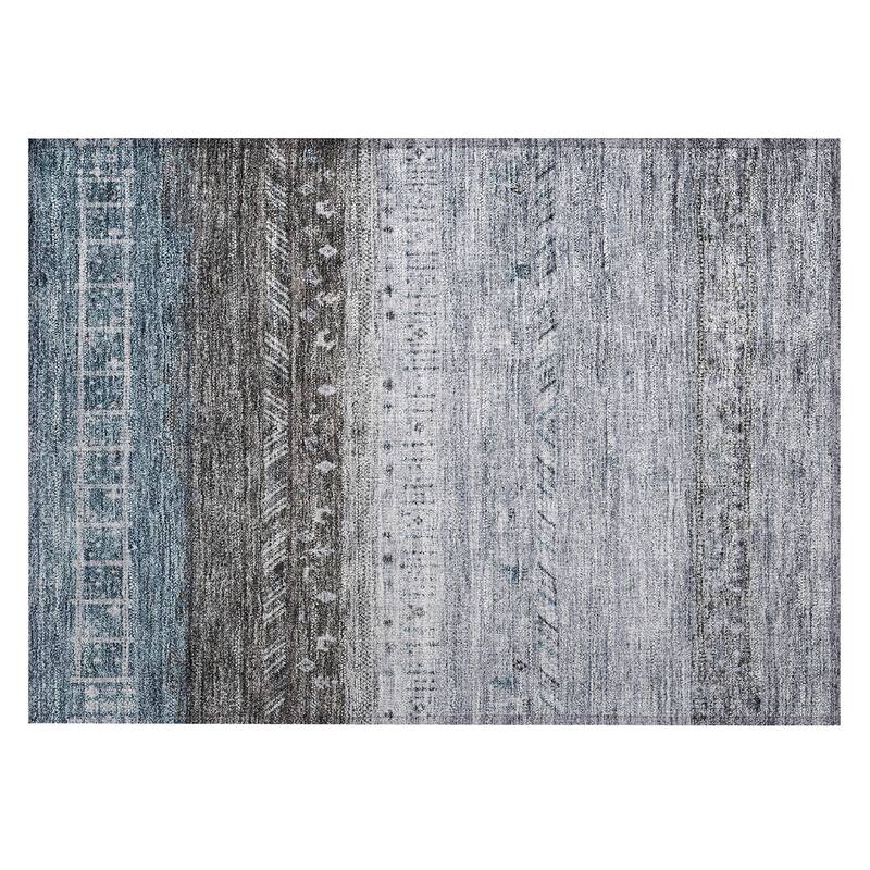 Machine Washable Indoor/ Outdoor Modern Global Chantille Rug