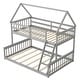 preview thumbnail 6 of 5, Twin Over Full House Bunk Bed with Ladder Convertible to 2 Beds Grey