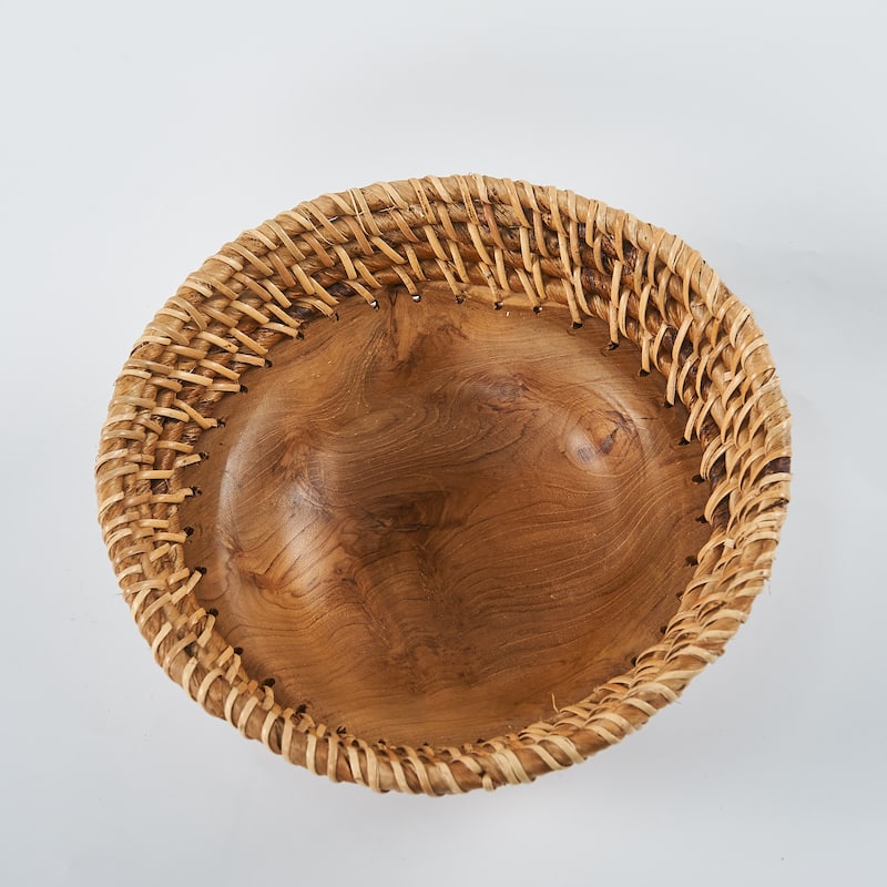 Home Soft Things Sonic Round Bowl Handmade Woven Basket - 9.8" x 9.8" x 3.5"